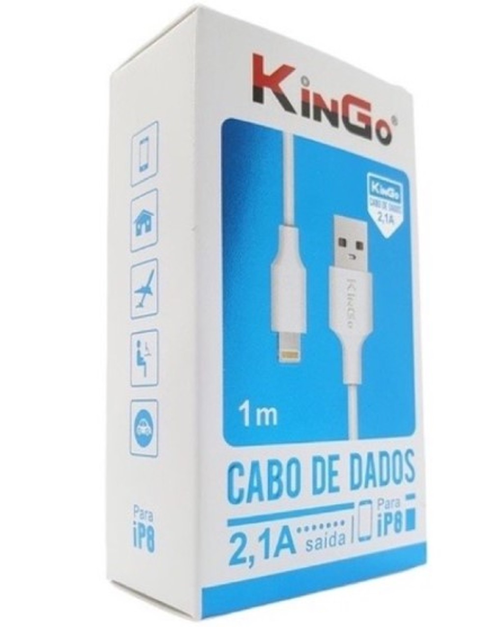Cabo Carregador Lightning 1m 2,1a U201 Kingo