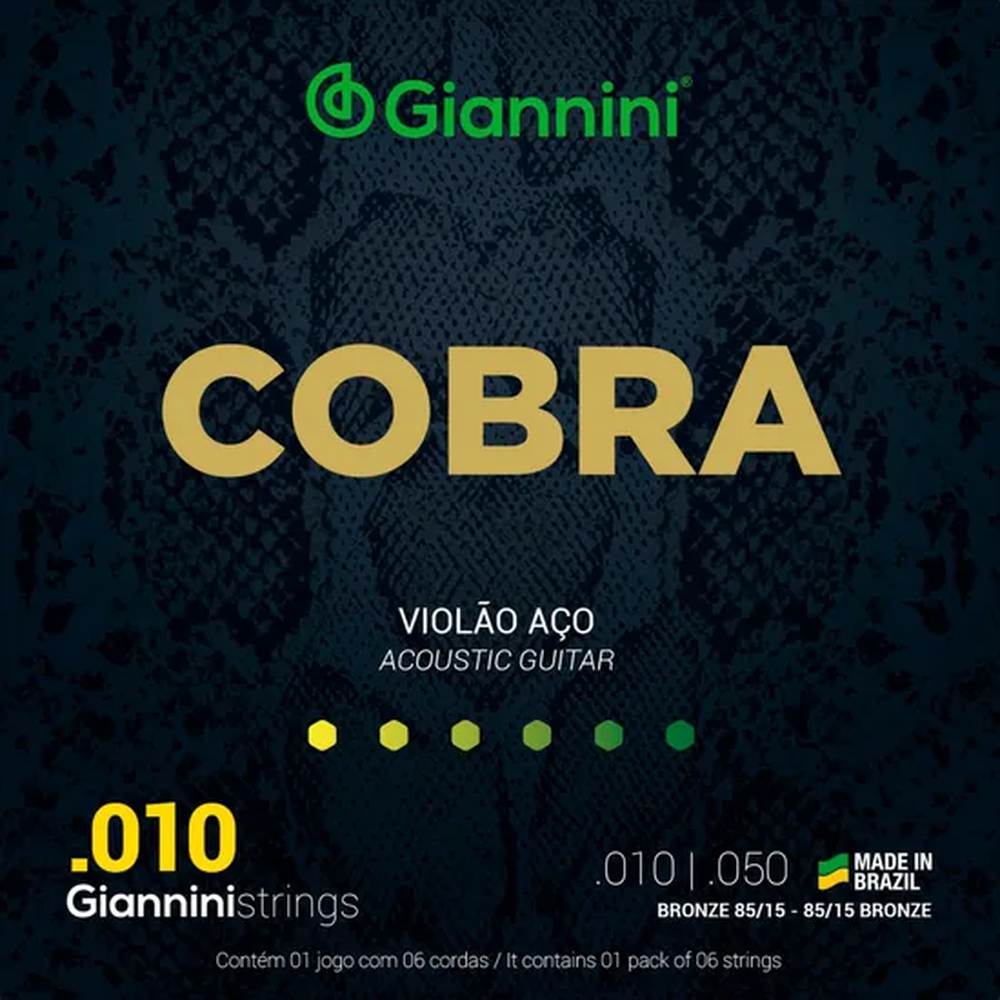 Encordoamento Giannini para Violão Aço .010 GEEFLE Série Cobra