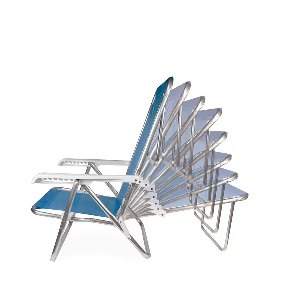 Cadeira De Praia Piscina Reclinavel 8 Posicoes Aluminio Mor Cor:Azul