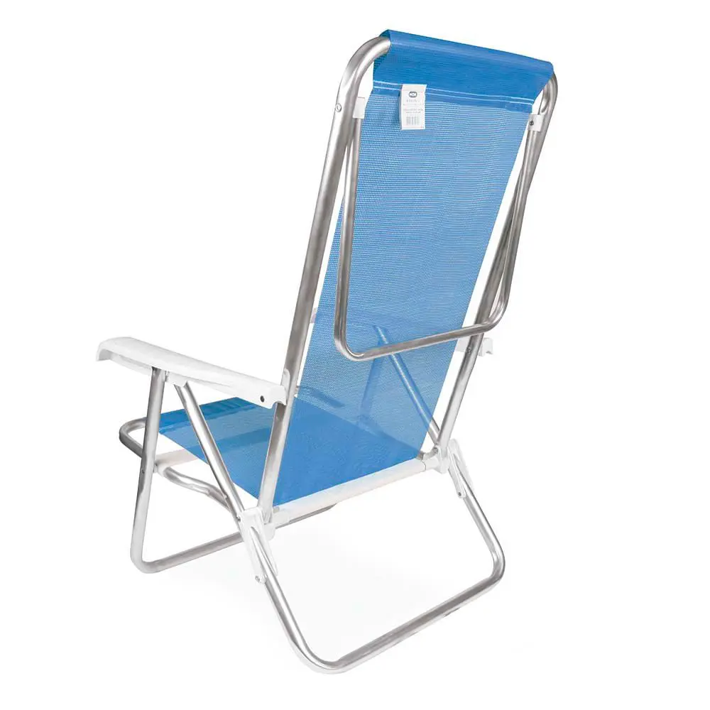 Cadeira De Praia Piscina Reclinavel 8 Posicoes Aluminio Mor Cor:Azul