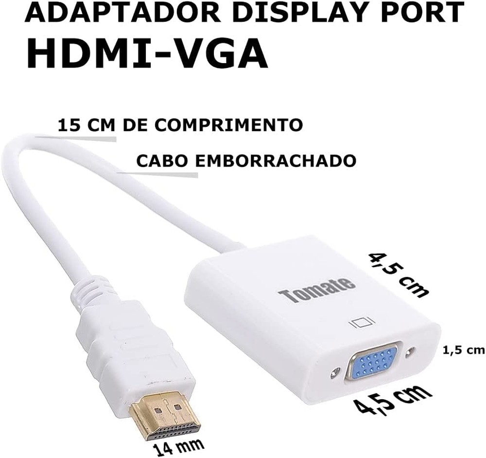 Cabo Conversor HDMI Para VGA Tomate MTV-603