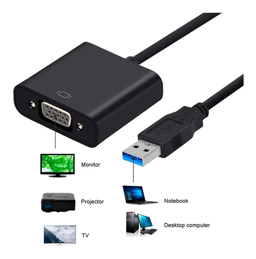 Adaptador Cabo Conversor Usb 3.0 Para Vga Extensor De Tela