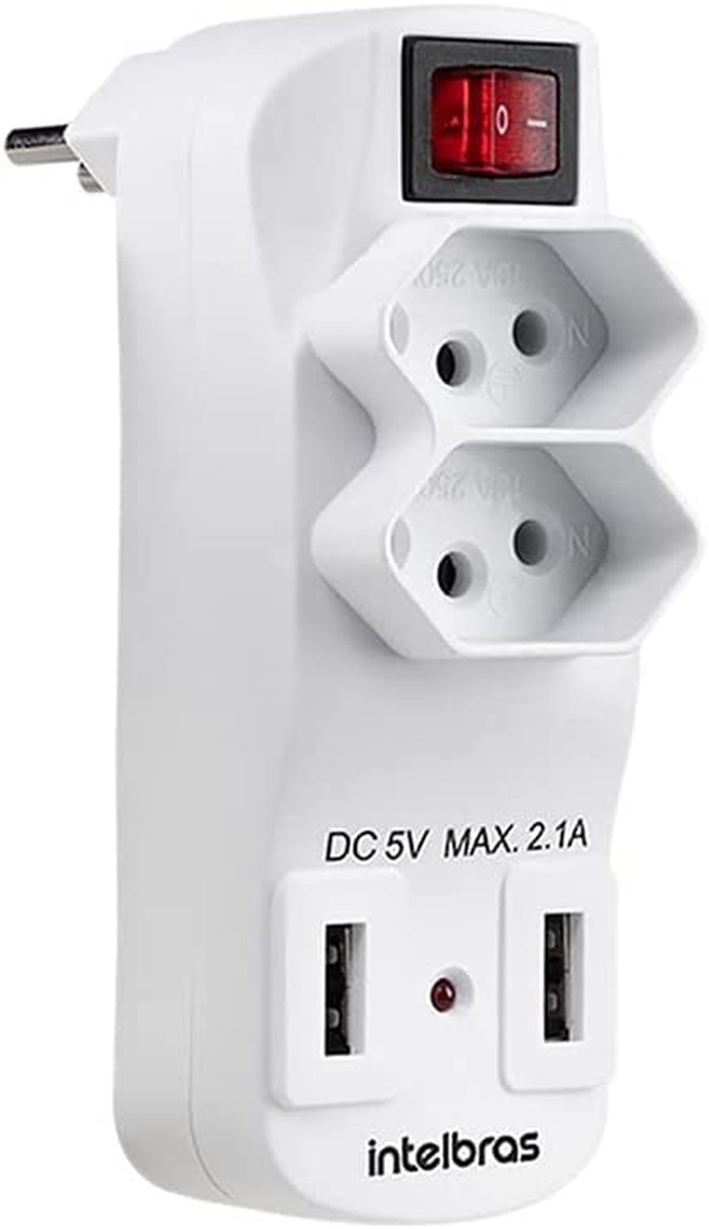 Adaptador de 2 tomadas e 2 USB Intelbras EAC 1002