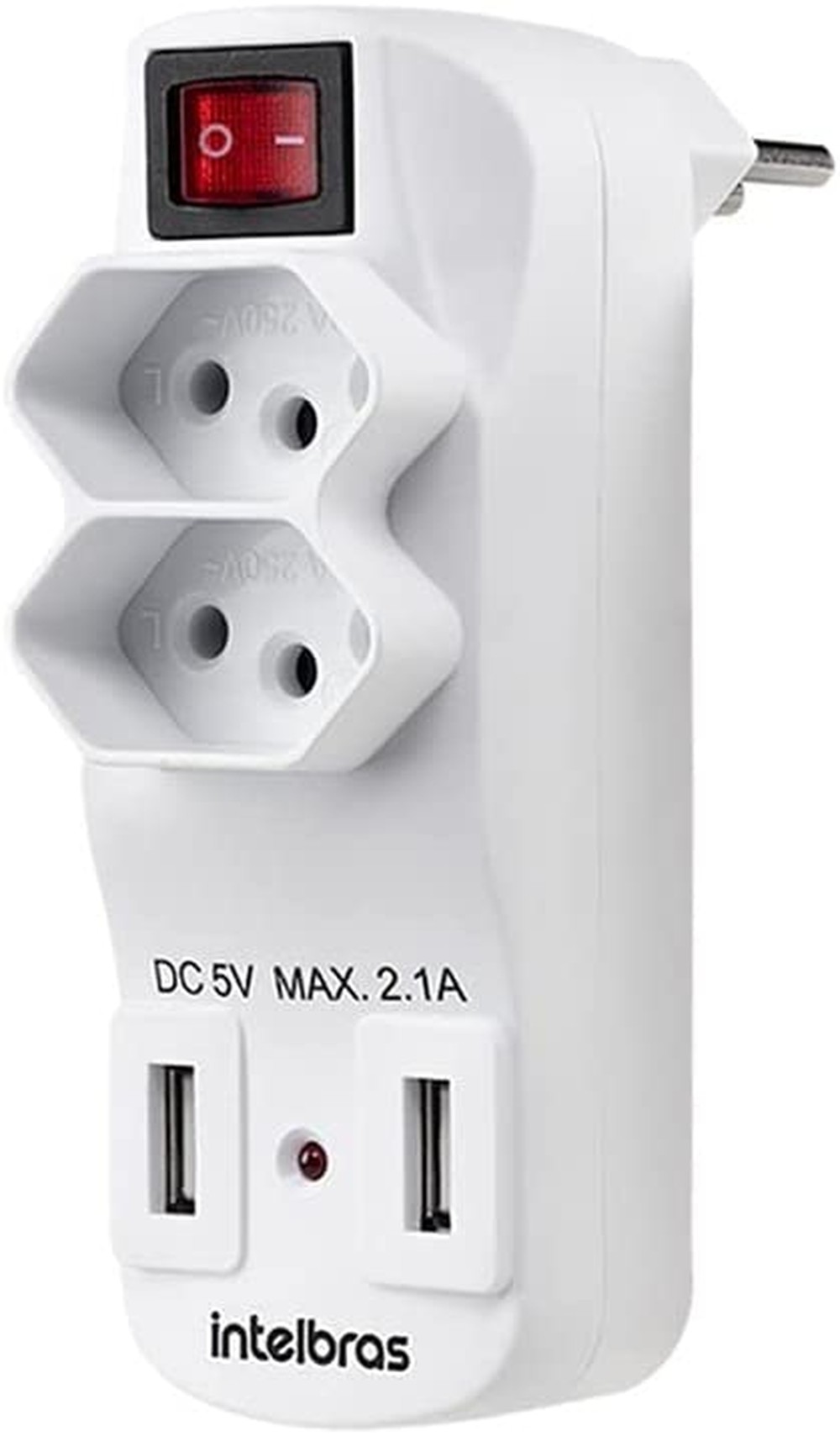 Adaptador de 2 tomadas e 2 USB Intelbras EAC 1002