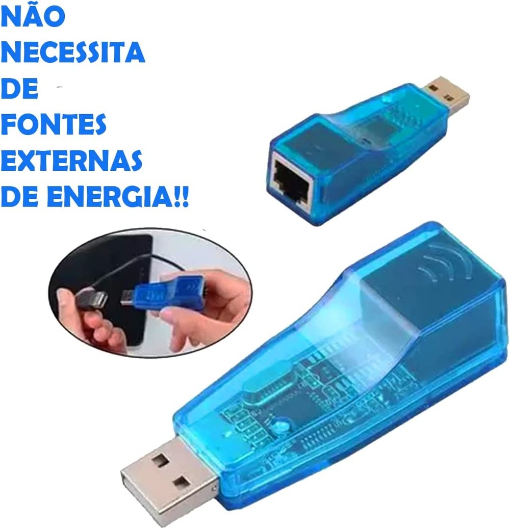 Adaptador USB para Lan Ethernet Cabeada Placa de Rede Externa RJ45 10/100