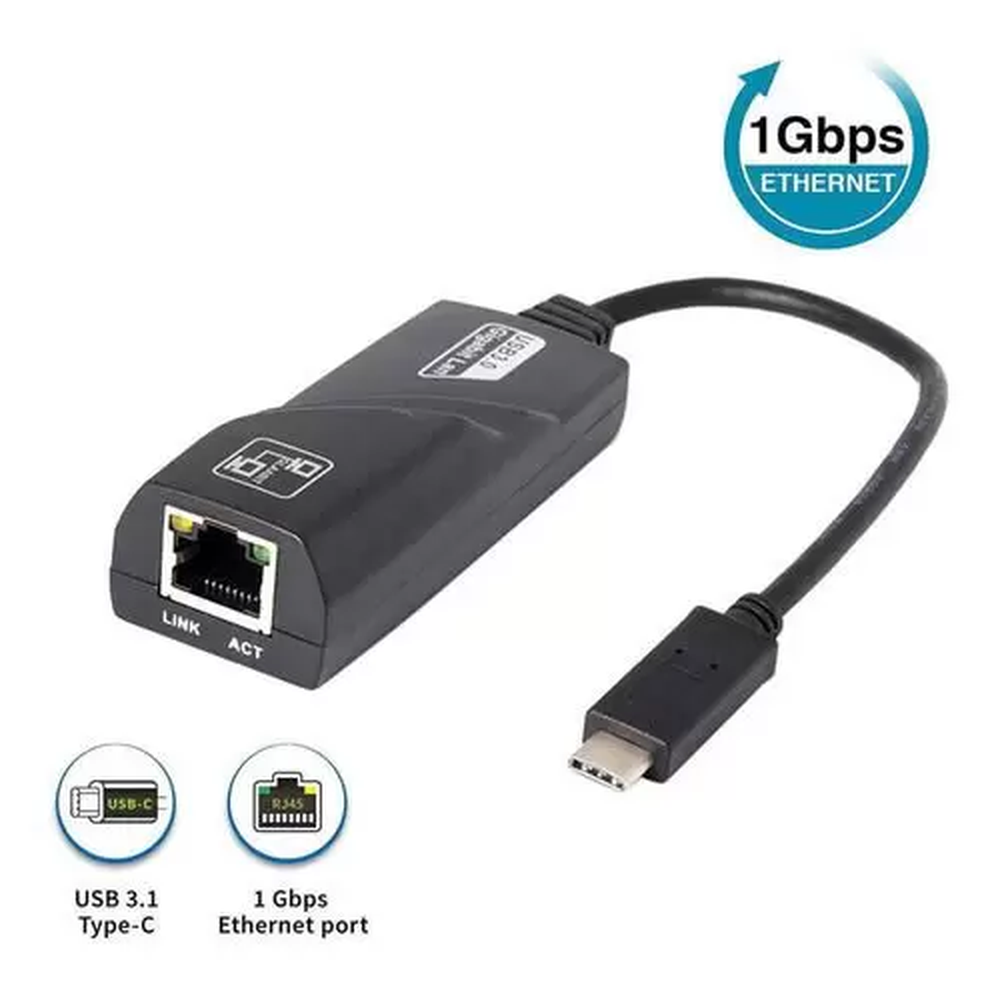 Adaptador Usb Tipo C 3.1 Para Rede Rj45 Gigabit - Knup