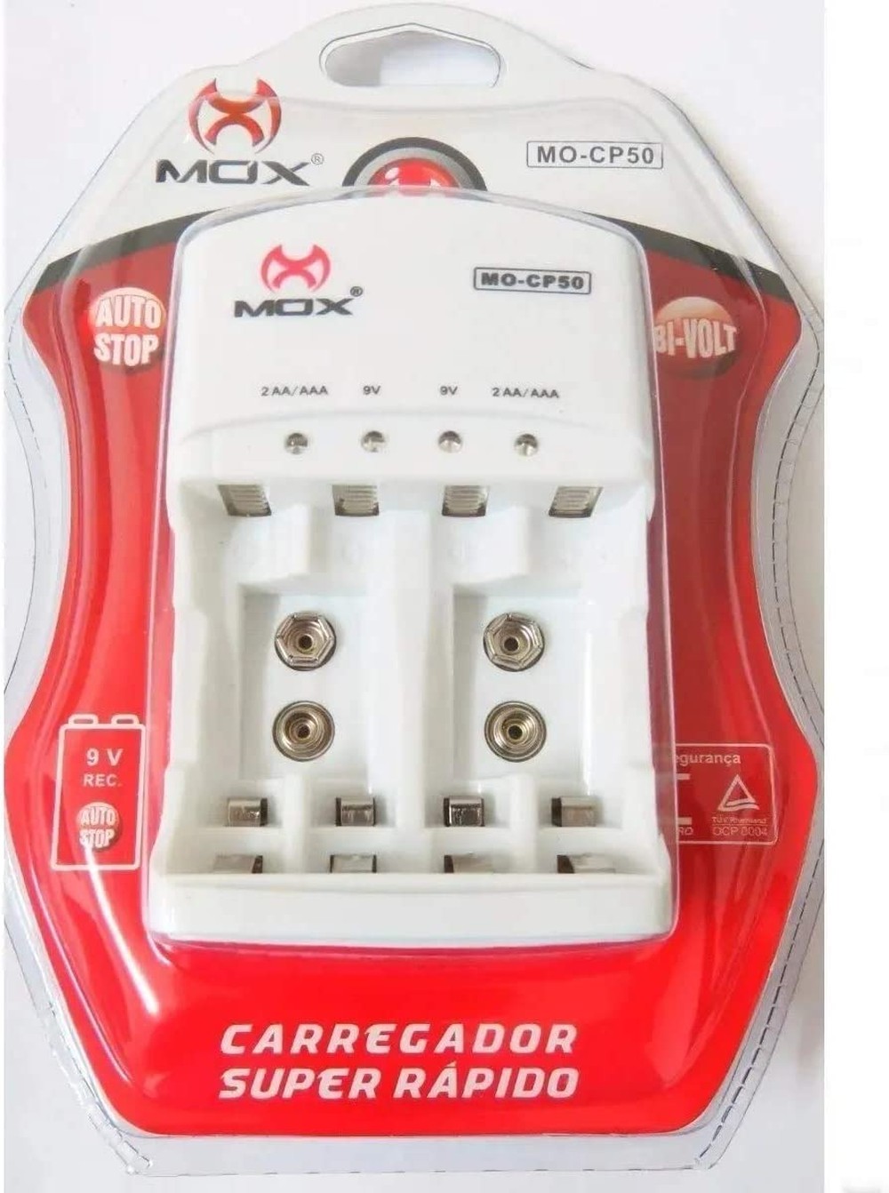 Carregador De Pilhas Baterias Bi-volt Auto Stop Mox Mo-cp50