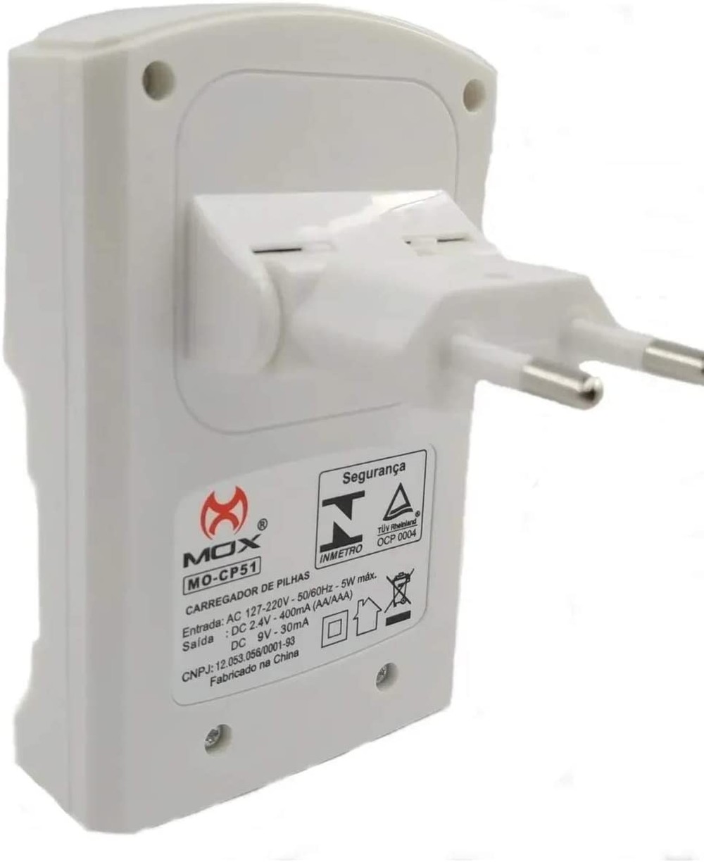 Carregador De Pilhas Baterias Bi-volt Auto Stop Mox Mo-cp50