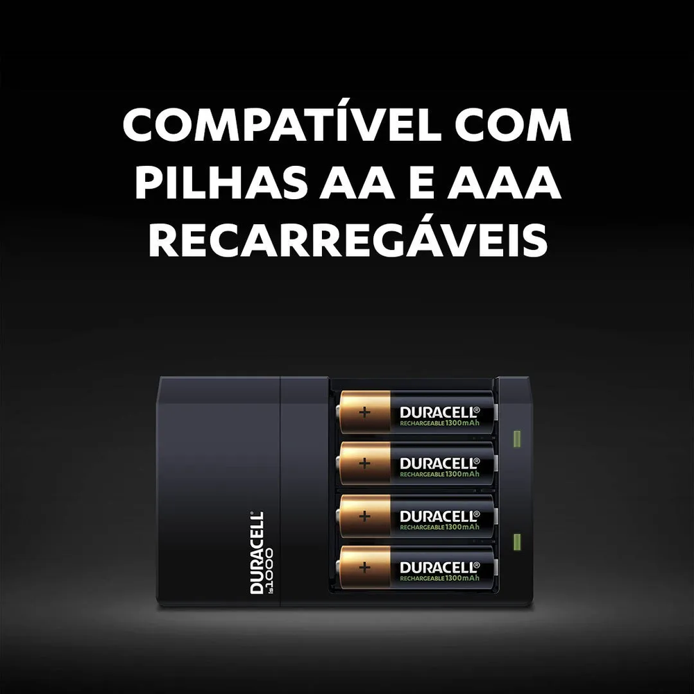 Carregador De Pilhas Recarregáveis Duracell Aa/aaa Com 4 Aa