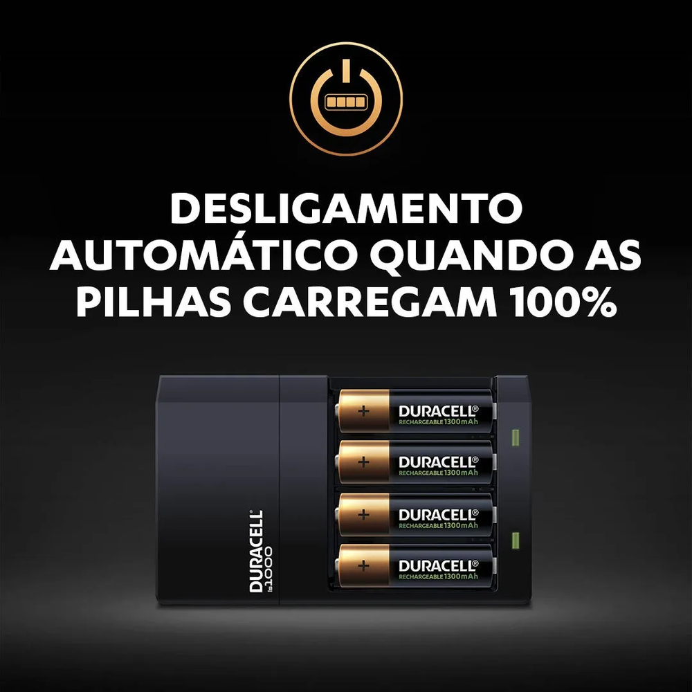 Carregador De Pilhas Recarregáveis Duracell Aa/aaa Com 4 Aa