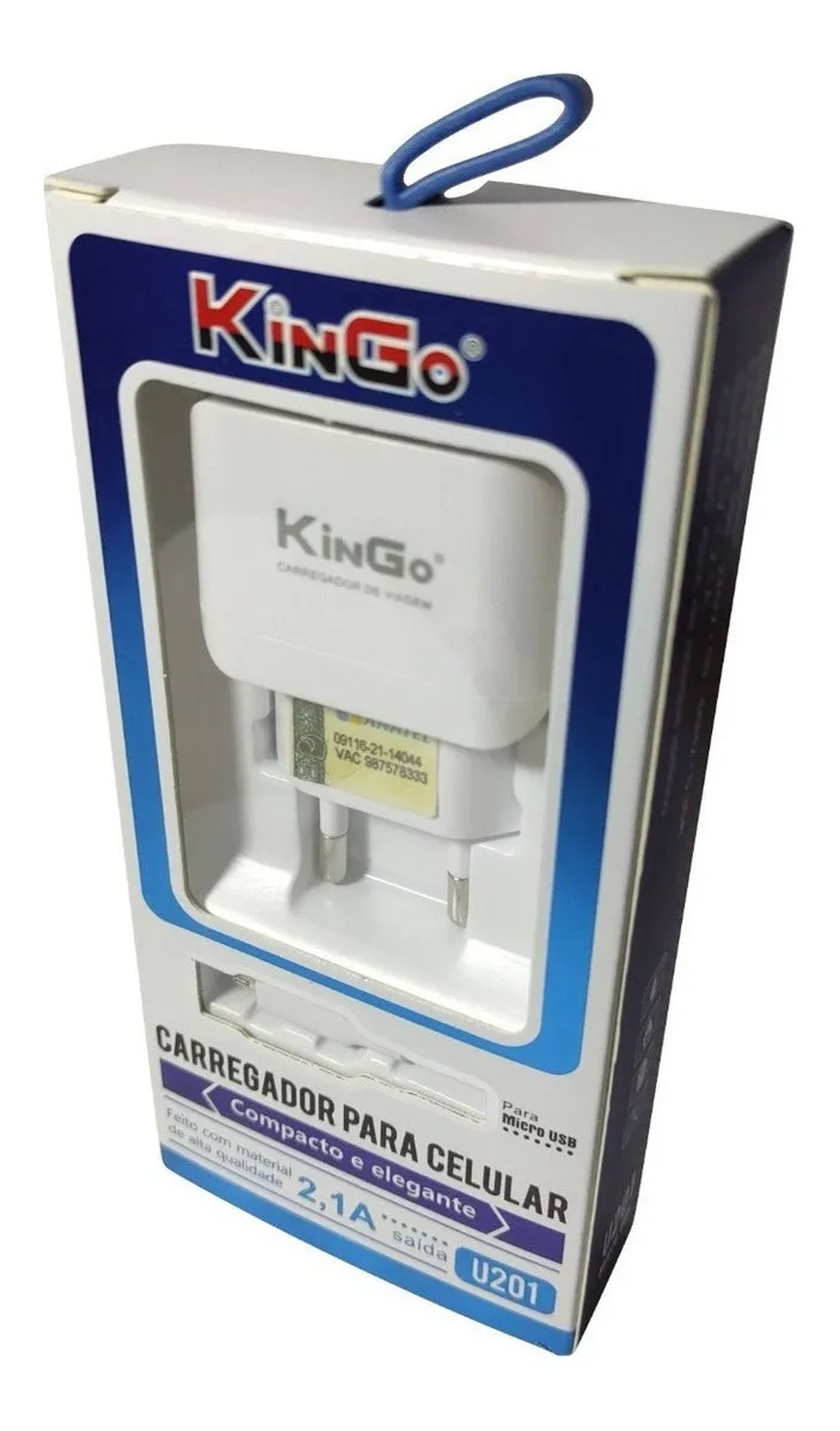 Carregador Kingo V8 2,1A U201 Original(fonte + cabo de dados)