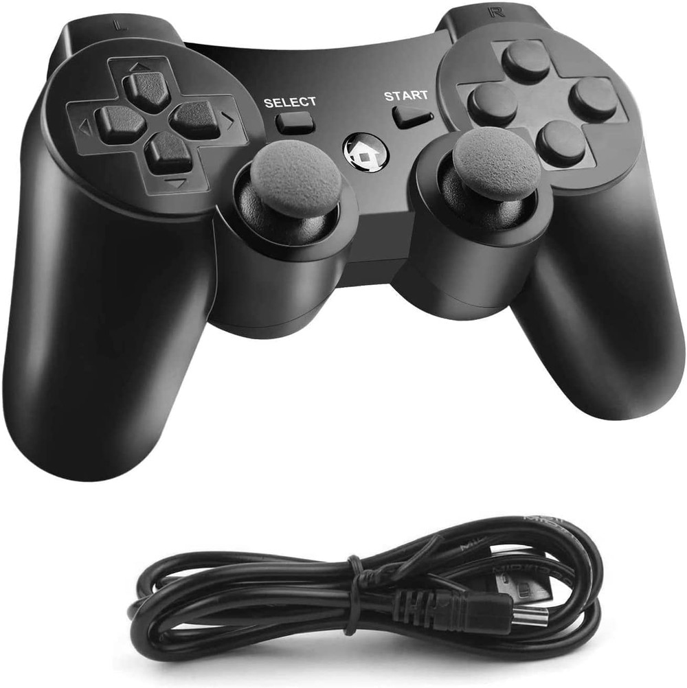 Controle sem fio PS3 compatível com Playstation 3, joystick Bluetooth sem fio com cabo carregador