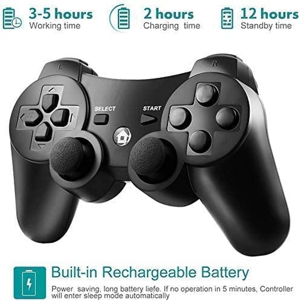 Controle sem fio PS3 compatível com Playstation 3, joystick Bluetooth sem fio com cabo carregador