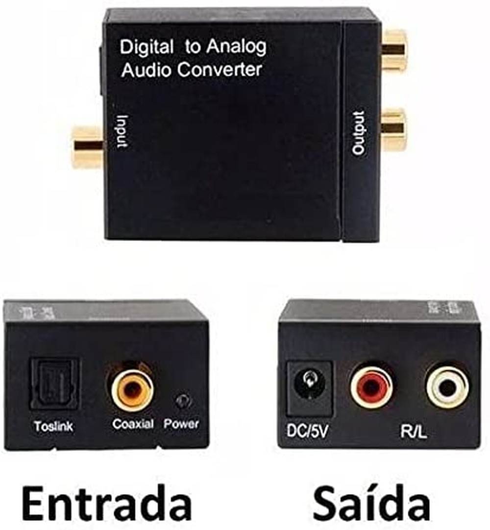 Conversor Áudio Óptico Digital Fibra Coaxial Rca Analógico