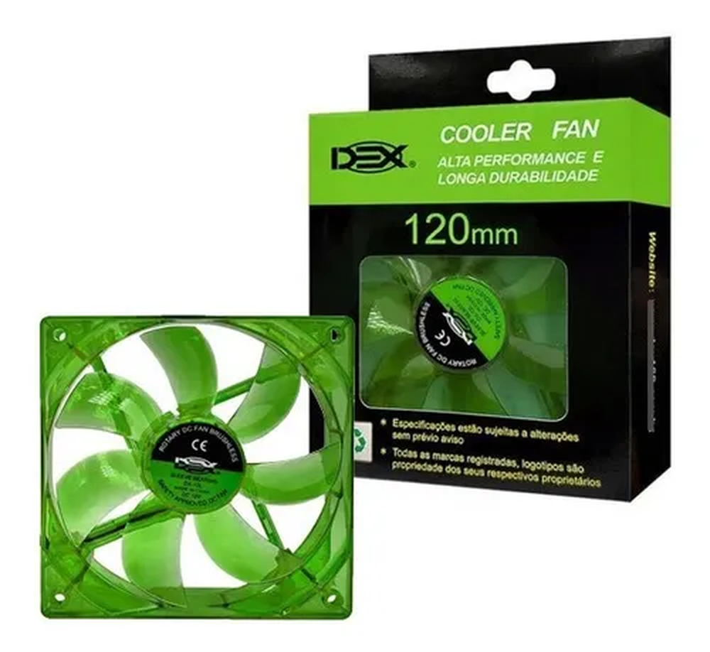 Cooler Fan 120mm Com Led Verde Dex - Dx-12L