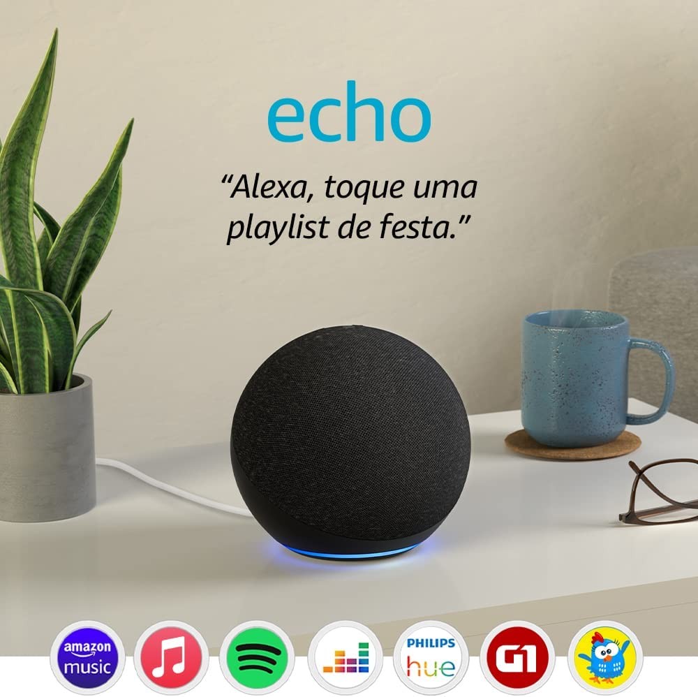 Echo (4ª Geração): Com som premium, hub de casa inteligente e Alexa - Cor Preta