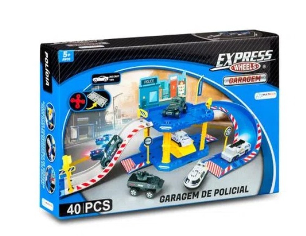 Garagem de Carrinhos Polícia Express Wheels 40 Peças - Multikids