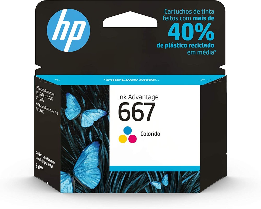 HP Cartucho 667 Colorido Original (3YM78AB), Preto