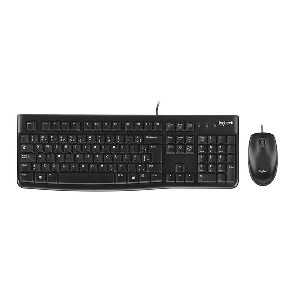 Kit Teclado E Mouse Logitech Óptico Mk120 Com Fio Usb Preto