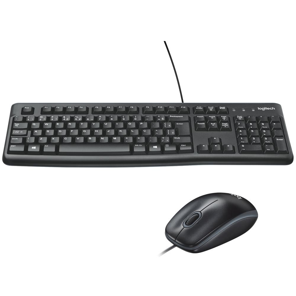 Kit Teclado E Mouse Logitech Óptico Mk120 Com Fio Usb Preto