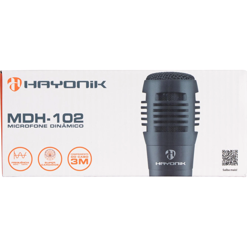 Microfone Dinâmico Supercardióide Cabo 3M MDH-102 Preto HAYONIK