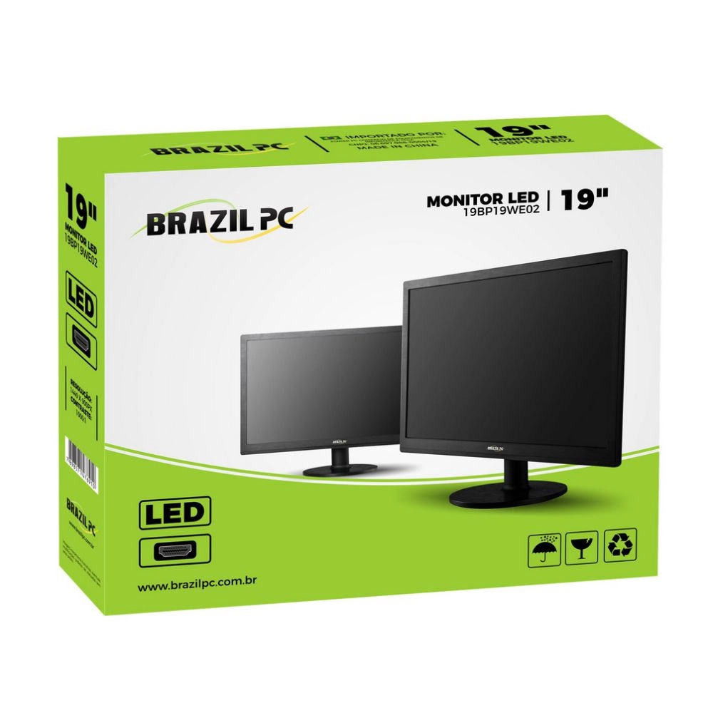 Monitor Brazil PC 19 Polegada, HD, LED, Widescreen, 60Hz, HDMI/VGA