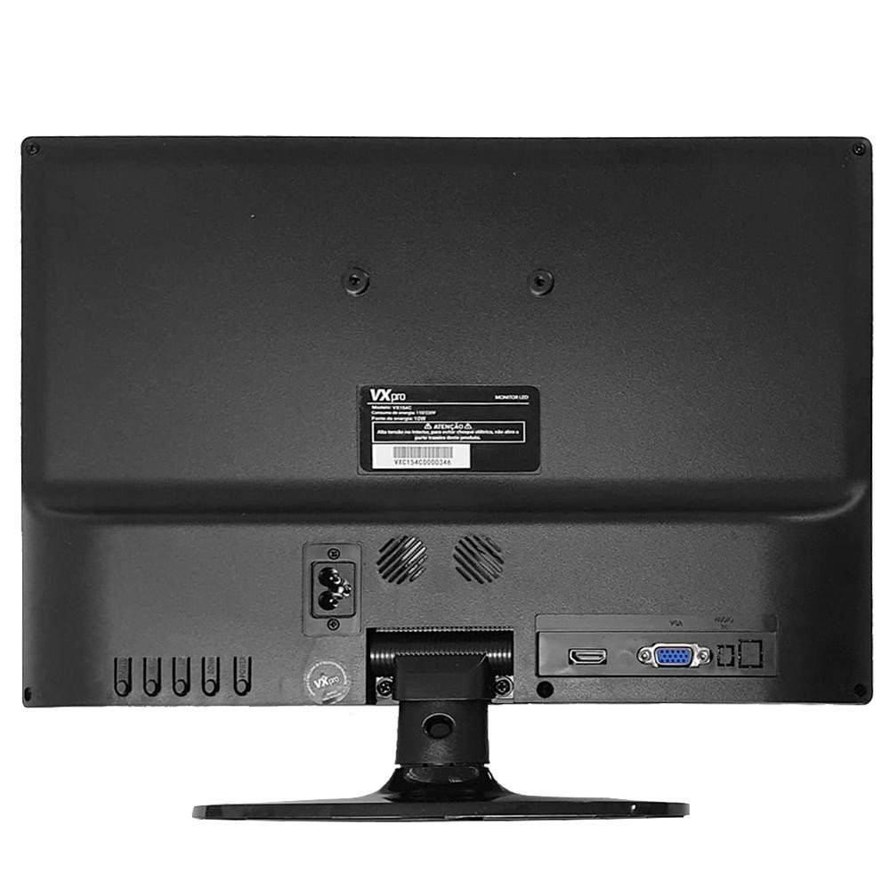 Monitor VXPro 15.4 LED, HD, HDMI/VGA, VESA, Preto - VX154Z PRO