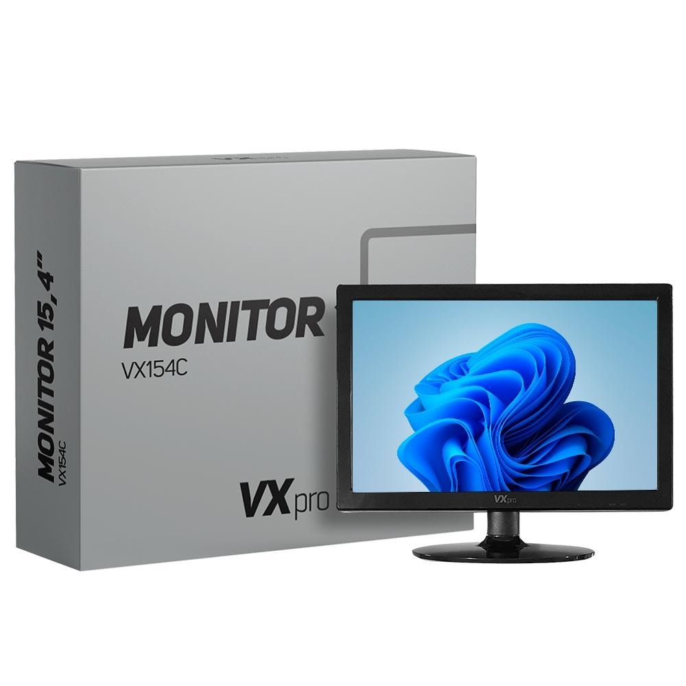 Monitor VXPro 15.4 LED, HD, HDMI/VGA, VESA, Preto - VX154Z PRO
