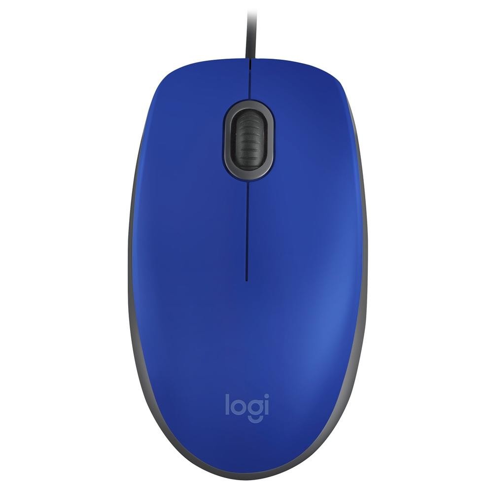 Mouse com fio USB Logitech M110 com Clique Silencioso, Design Ambidestro e Facilidade Plug and Play, Azul