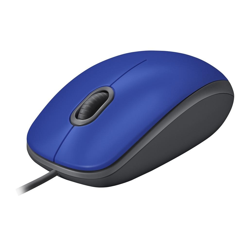 Mouse com fio USB Logitech M110 com Clique Silencioso, Design Ambidestro e Facilidade Plug and Play, Azul