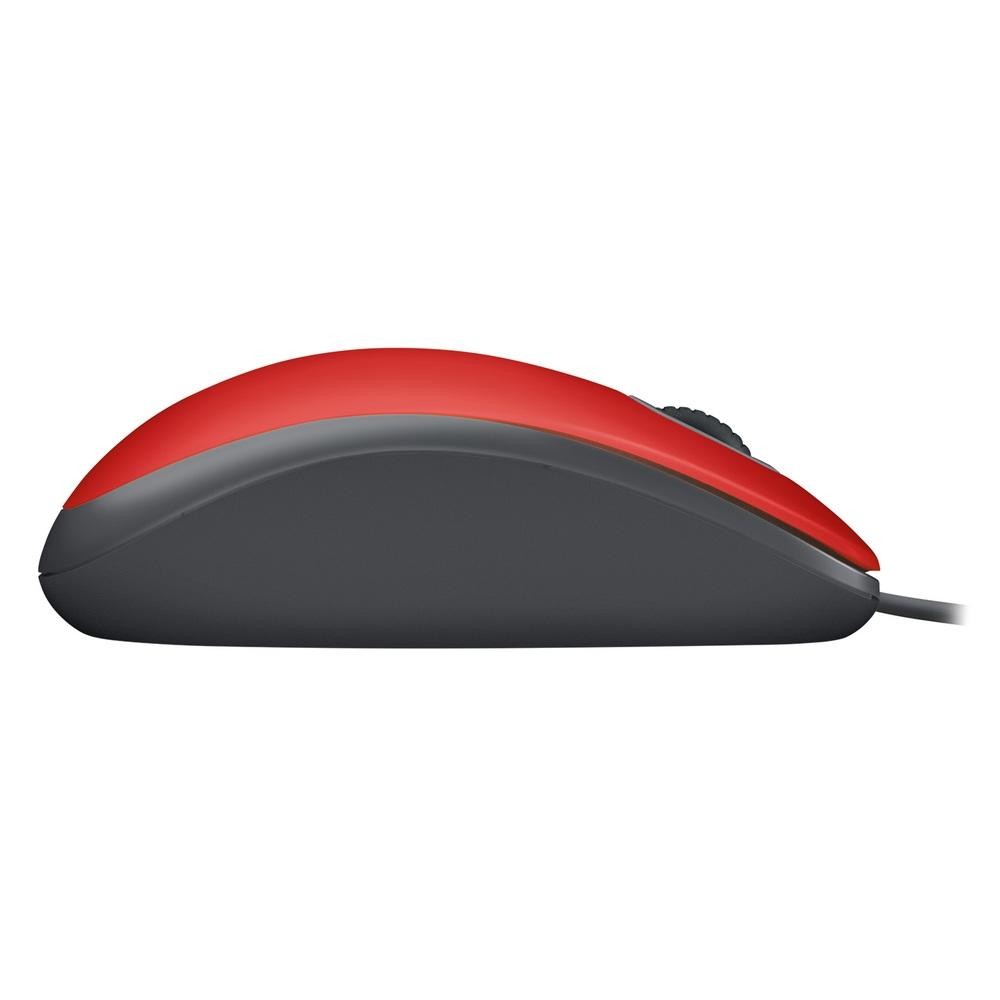 Mouse com fio USB Logitech M110 com Clique Silencioso, Design Ambidestro e Facilidade Plug and Play, Vermelho 
