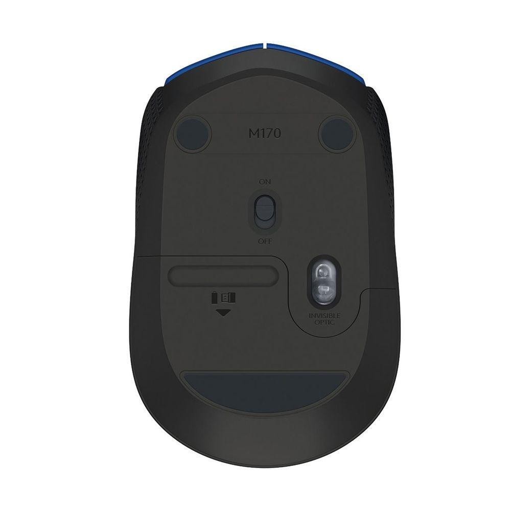 Mouse Logitech M170 1000dpi Azul sem fio USB Nano