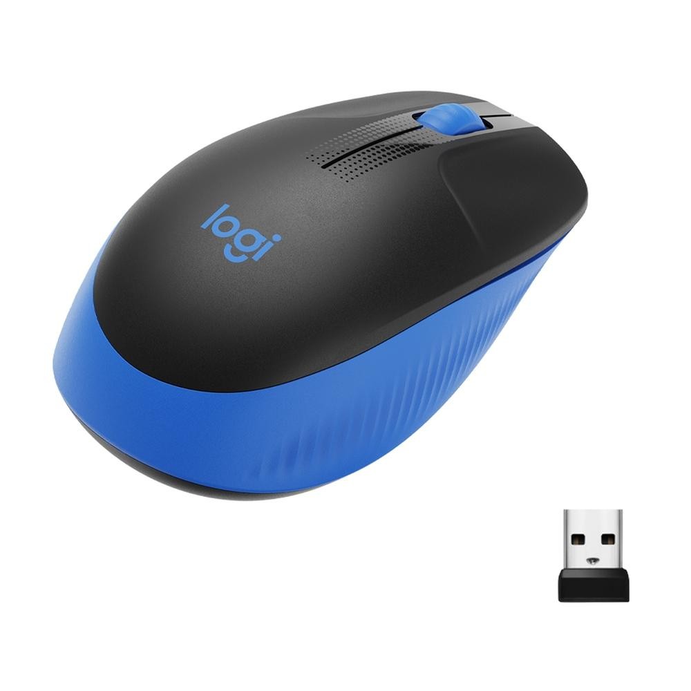 Mouse sem fio Logitech M190 com Design Ambidestro de Tamanho Padrão, Conexão USB e Pilha Inclusa, Azul