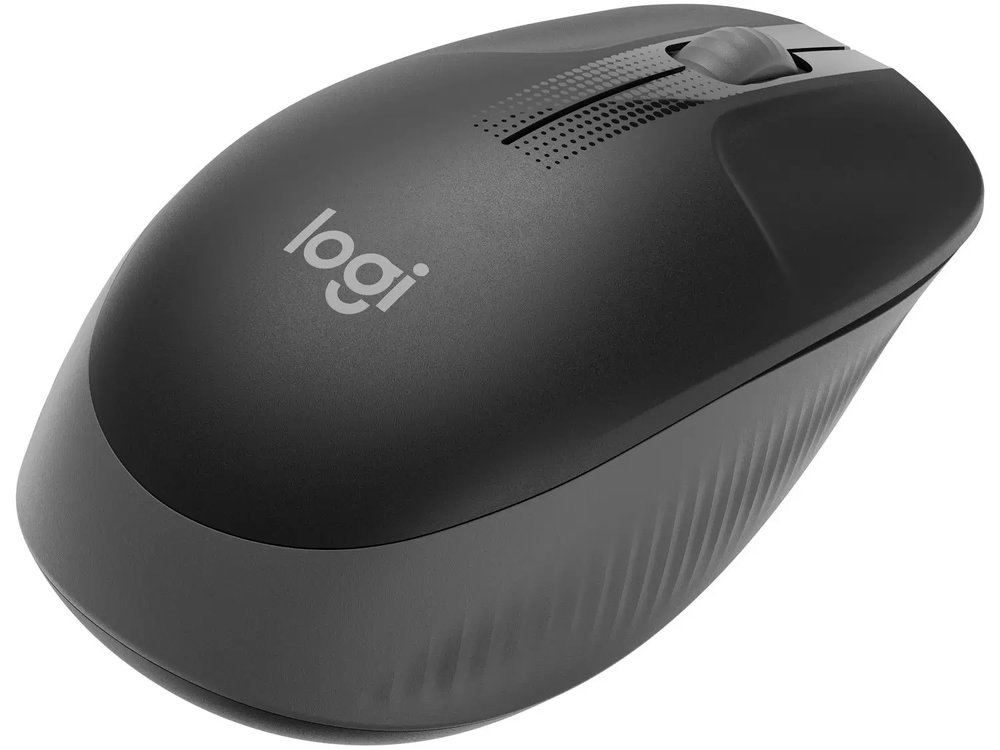 Mouse sem fio Logitech M190 com Design Ambidestro de Tamanho Padrão, Conexão USB e Pilha Inclusa, Cinza