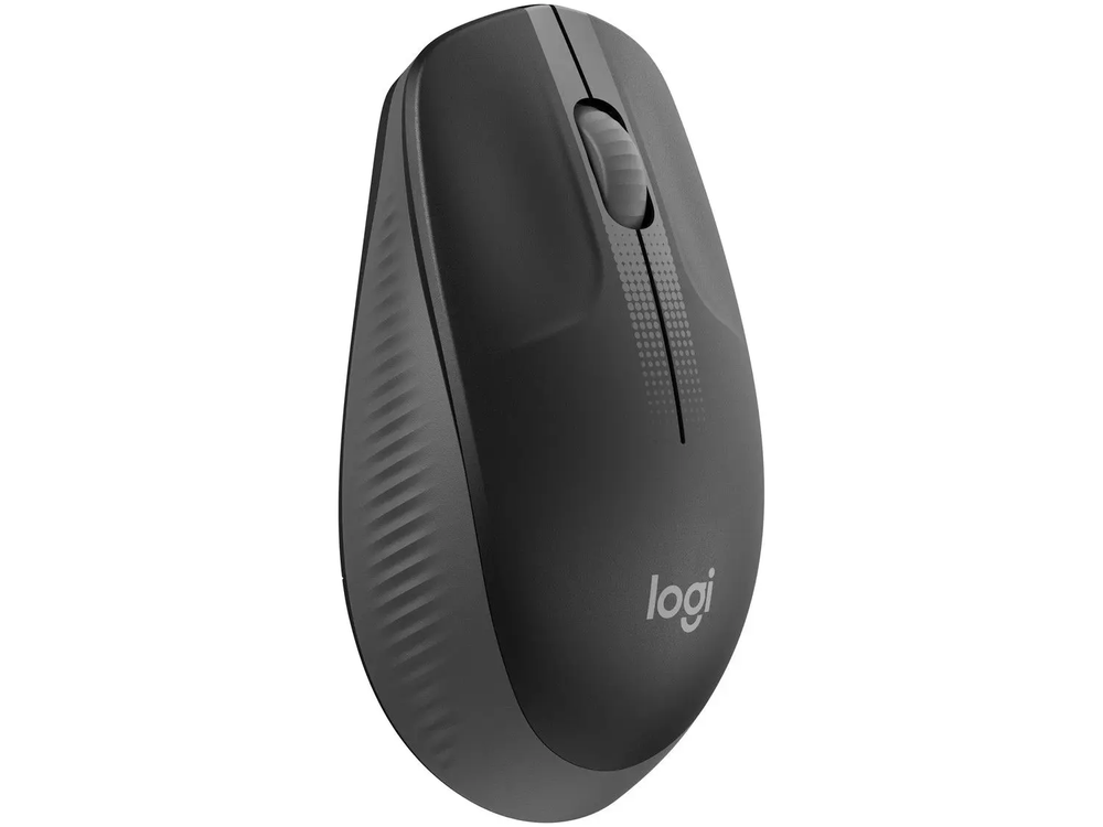 Mouse sem fio Logitech M190 com Design Ambidestro de Tamanho Padrão, Conexão USB e Pilha Inclusa, Cinza