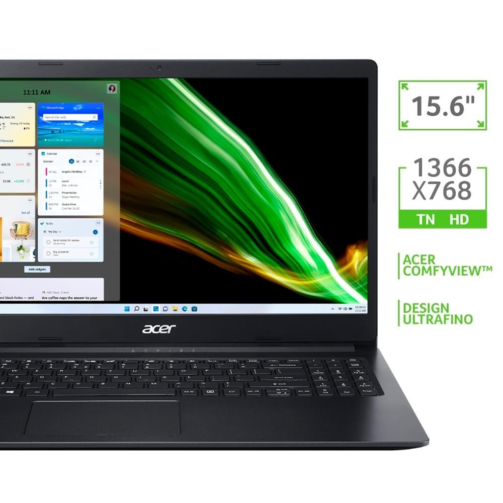 Notebook Acer Aspire 3 Intel Celeron N4020 Dual Core, 4GB RAM, SSD 128GB, 15.6 HD, Windows 11, Preto - A315-34-C2BV