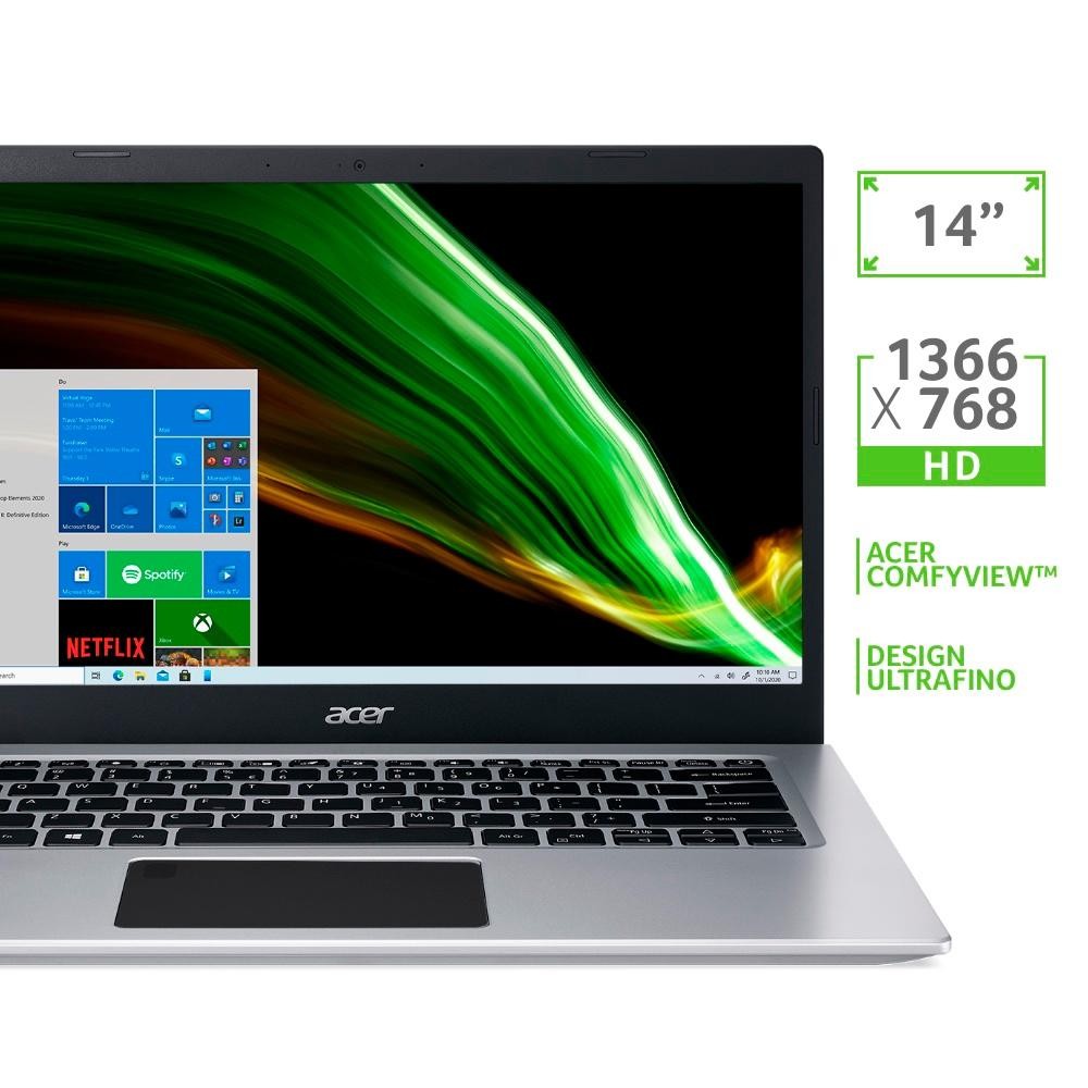 Notebook Acer Aspire 5 Intel Core i5-1035G1, 4GB RAM, SSD 256GB NVMe, 14 HD Ultrafino, UHD Graphics, Windows 10 Home, Pr