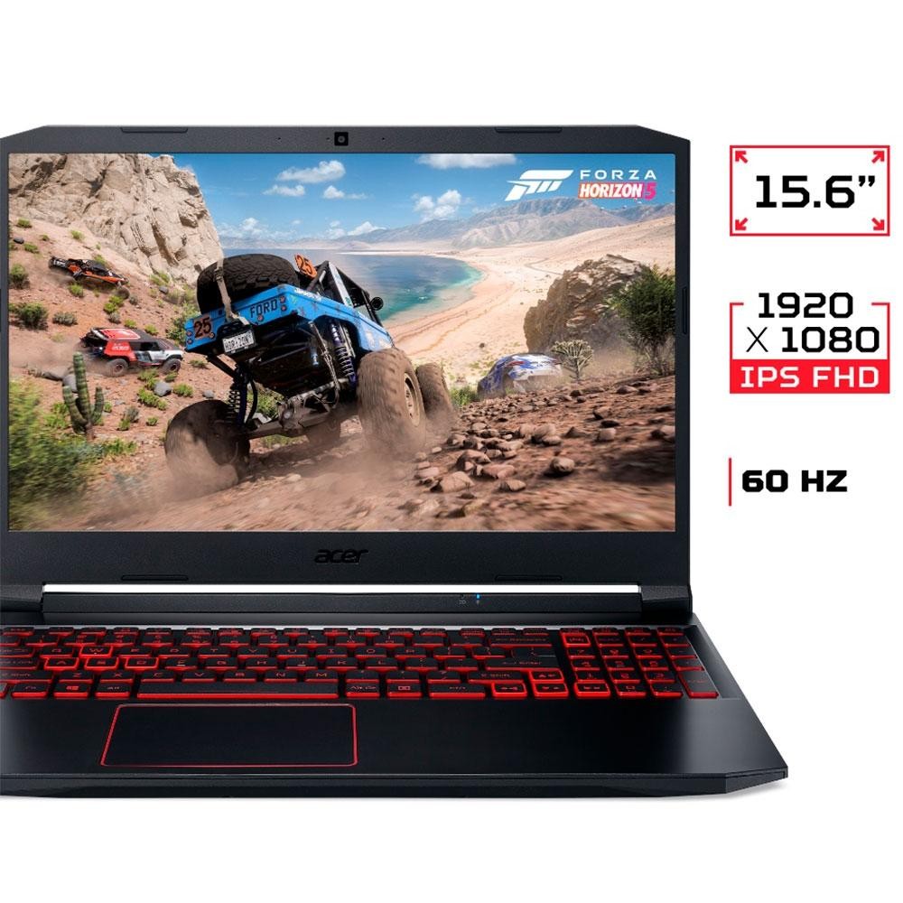 Notebook Gamer Acer Nitro 5 Intel Core i7-10750H, GeForce GTX 1650, 8GB RAM, SSD 512GB, 15.6' Full HD IPS 144Hz, Win11 -