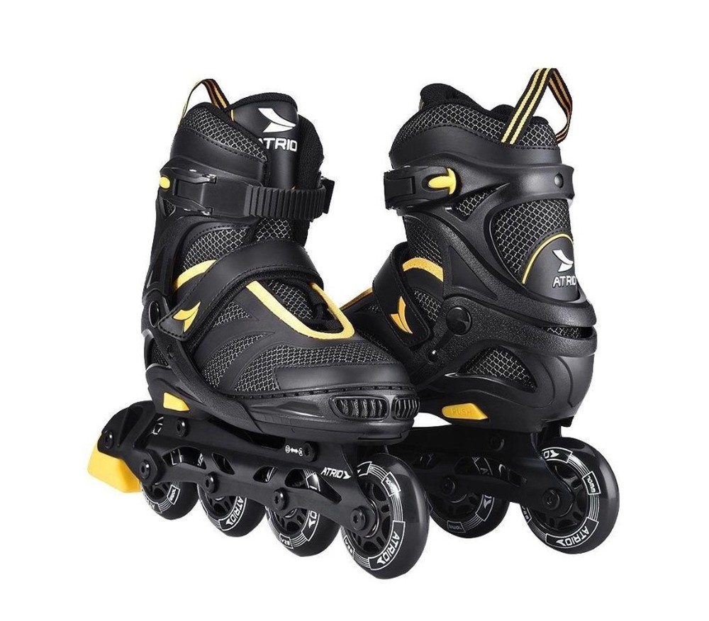 Patins Preto Com Amarelo Inline Regulável 37-40 G Atrio