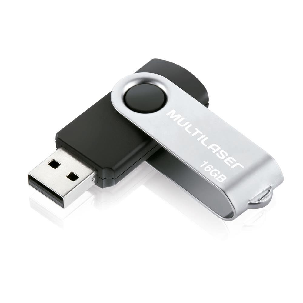 Pen Drive 16gb Multilaser Twist Pd588 Usb 2.0 Preto/prateado