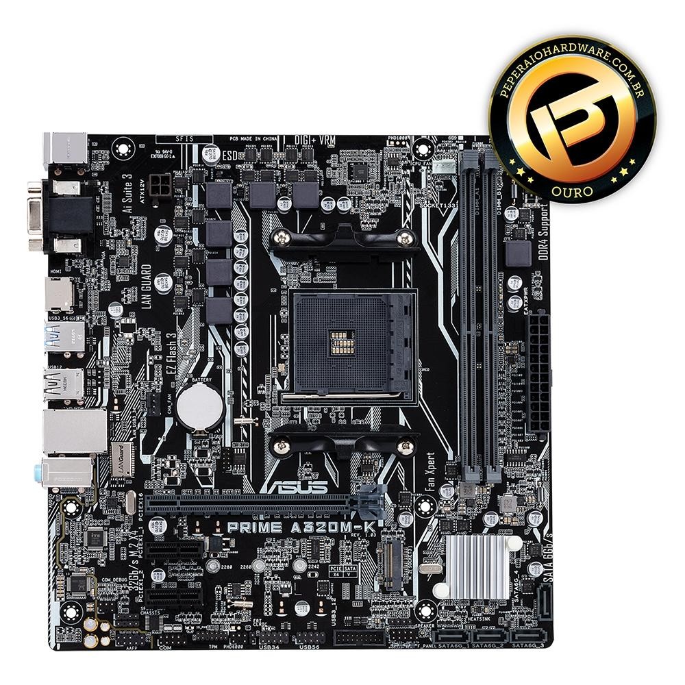 Placa Mãe Asus Prime A320M-K/BR, AMD AM4, mATX, DDR4