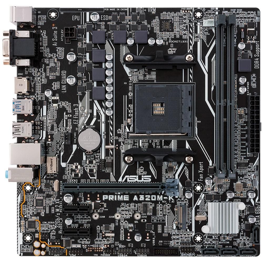 Placa Mãe Asus Prime A320M-K/BR, AMD AM4, mATX, DDR4