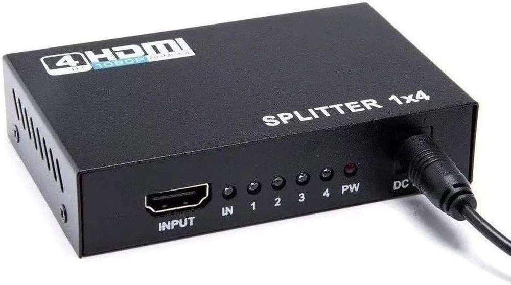 Splitter Distribuidor Hdmi 1x4 Divisor Full Hd 1.4 3d 1080p Preto - V1.4 3D
