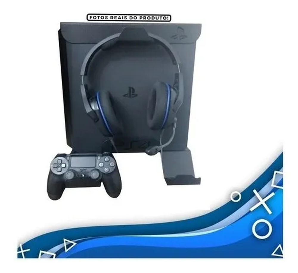 Suporte Parede Playstation 4 Ps4 Slim Console Controles Fone