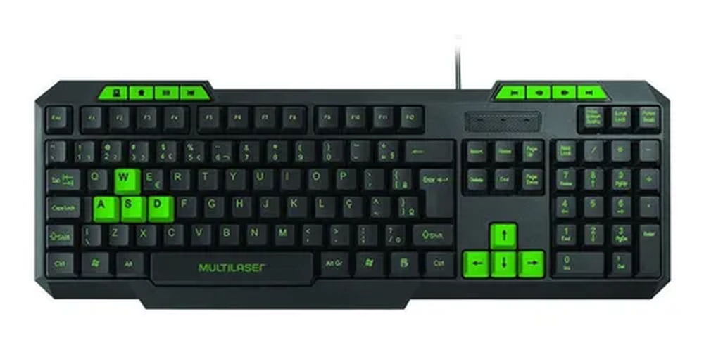 Teclado Gamer Multimídia Slim Preto/verde Multilaser Tc243