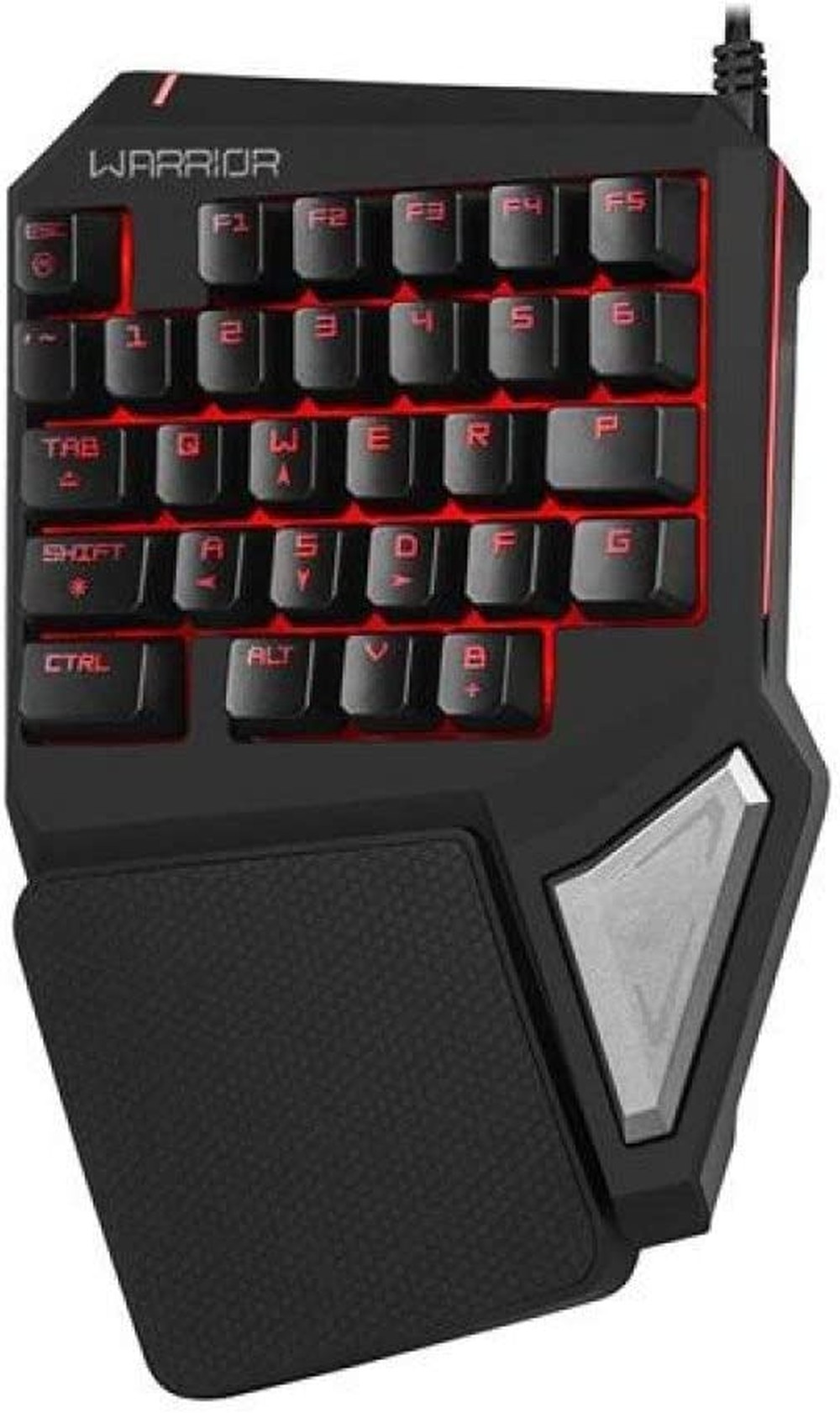 Teclado Gamer One Hand Drugi Semi Mecânico com Luz de Led Preto Warrior