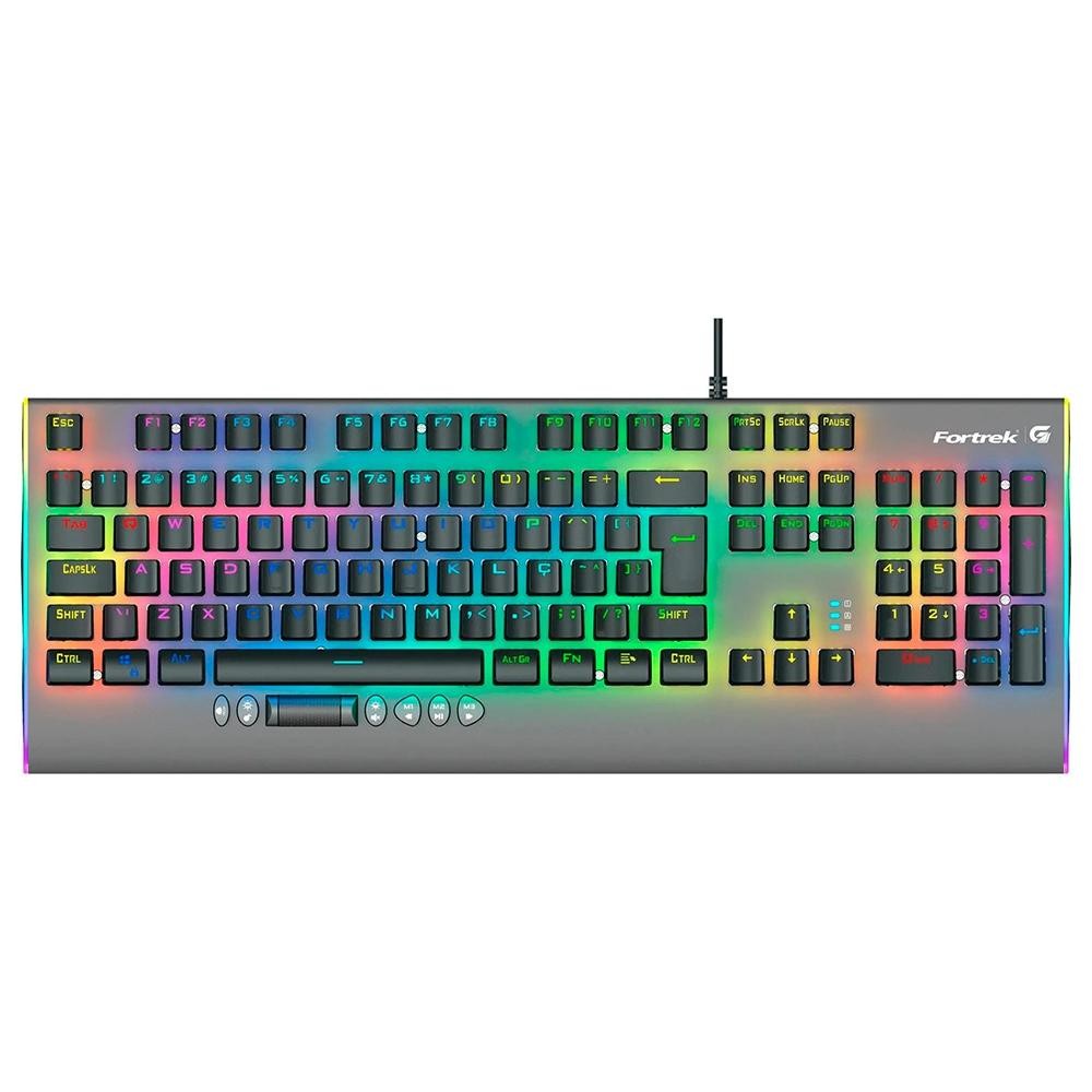 Teclado Mecânico Gamer Fortrek Cruiser, RGB, Switch KRGD Crystal, ABNT2, Dark Grey