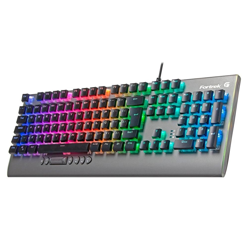 Teclado Mecânico Gamer Fortrek Cruiser, RGB, Switch KRGD Crystal, ABNT2, Dark Grey