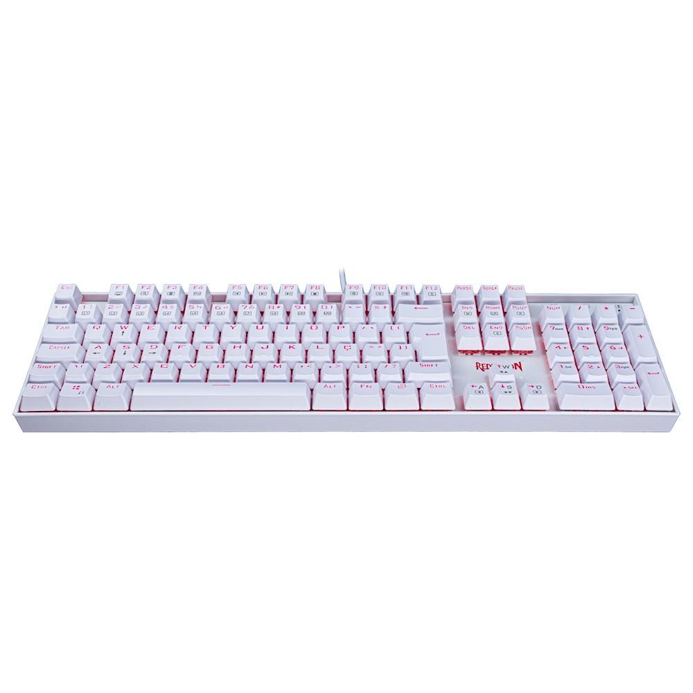 Teclado Mecânico Gamer Redragon Mitra K551W, LED, Switch Redragon MK2 Red, ABNT2, Branco - K551W (RED)