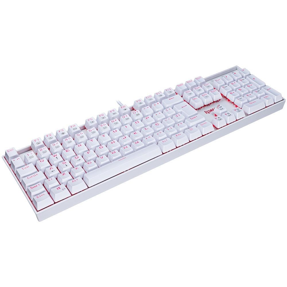 Teclado Mecânico Gamer Redragon Mitra K551W, LED, Switch Redragon MK2 Red, ABNT2, Branco - K551W (RED)